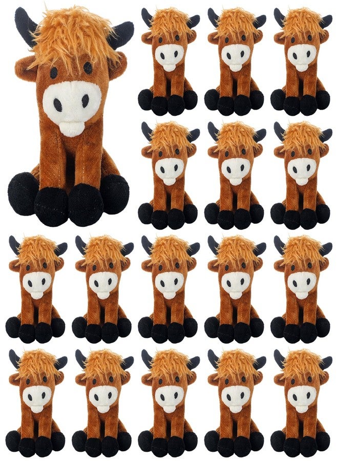 PullCrease 20 Pieces Plush Keychains Stuffed Animals Bulk, Kawaii Animal Keychains Small Plush Gifts Ornament Birthday Party Supply for Woman Man(Brown,Cute Highland Cow) - Image 1