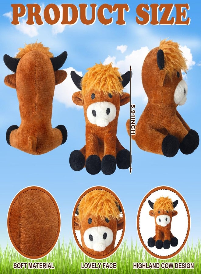 PullCrease 20 Pieces Plush Keychains Stuffed Animals Bulk, Kawaii Animal Keychains Small Plush Gifts Ornament Birthday Party Supply for Woman Man(Brown,Cute Highland Cow) - Image 3