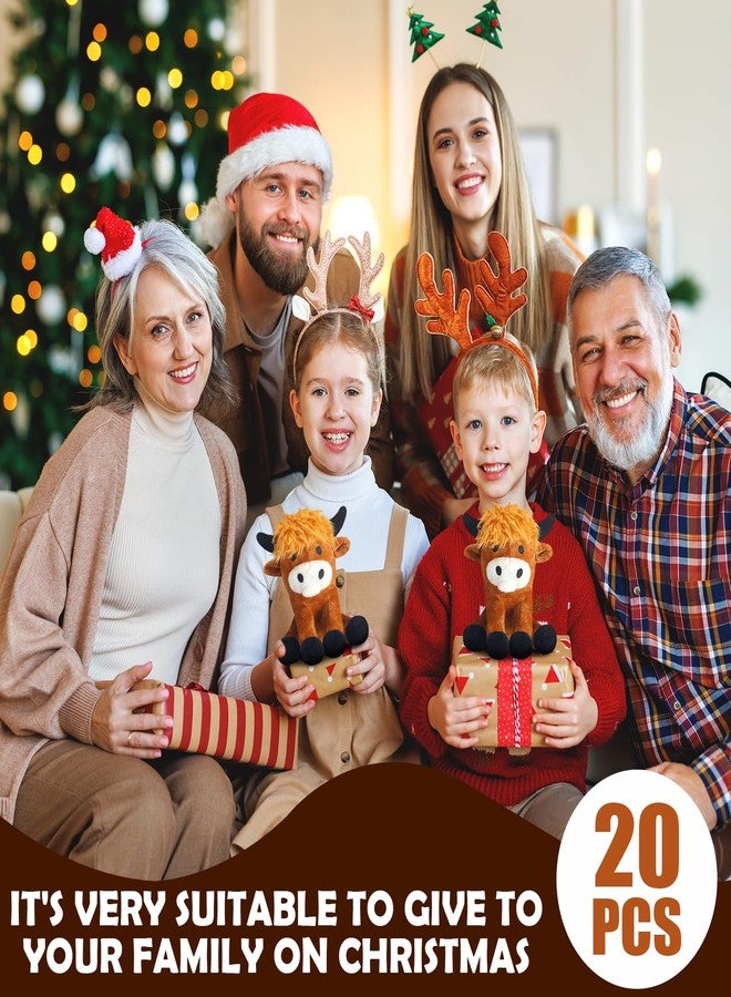 PullCrease 20 Pieces Plush Keychains Stuffed Animals Bulk, Kawaii Animal Keychains Small Plush Gifts Ornament Birthday Party Supply for Woman Man(Brown,Cute Highland Cow) - Image 4