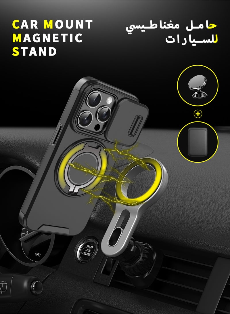 ZeeNest iPhone 15 Pro Max Slide Camera Cover Case, Soft Touch, Magnetic MagSafe, 360° Rotatable Ring Stand, Quad Airbag with Slightly Raised Corners Shockproof Protection, Black, 1 Piece - Image 5