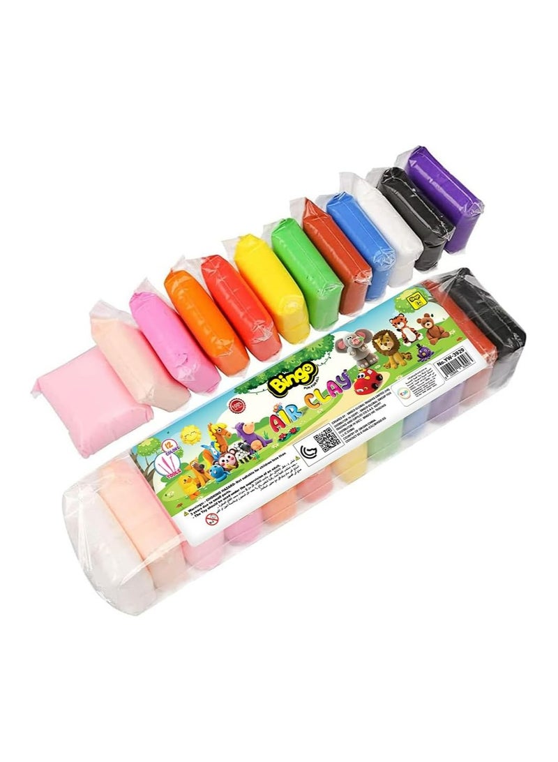 Bingo Air Dry Clay Kit-12 color Air Dry Ultra Light Clay, Modeling Clay for Kids,Safe & Non-Toxic, Non-Sticky Soft and Super Light, Arts and Crafts Gift for Boys Girls,Great Gift for Kids. - Image 1