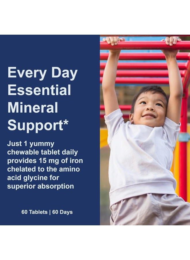 Carlson حديد قابل للمضغ للأطفال، 15 ملغ، امتصاص فائق، صحة الدم، إنتاج الطاقة والرفاهية المثلى، نكهة الفراولة الطبيعية، 60 قرص - Image 5
