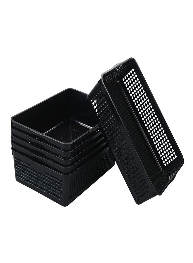 CadineUS 6 Pack Plastic A4 Letter Baskets, Black Office Basket Trays - Image 1
