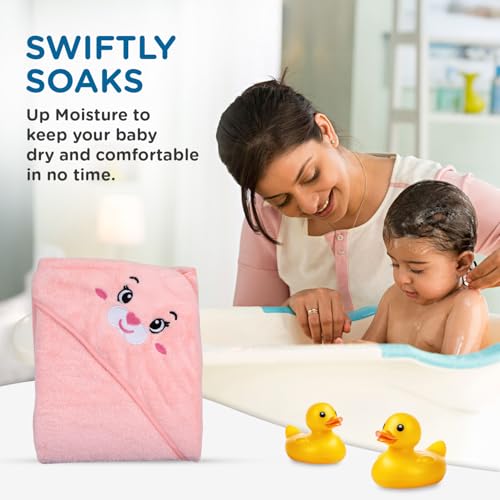 Mee Mee Hooded Baby Bath Towel for New Born | Wash Cloth, Quick Absorbent, Can be Used for Baby Swaddling, Extra Soft Cotton Towels for Kids/Toddlers/Infants/Babies, Pack of 1, (Pink Rabbit) 80X80 CM - Image 5