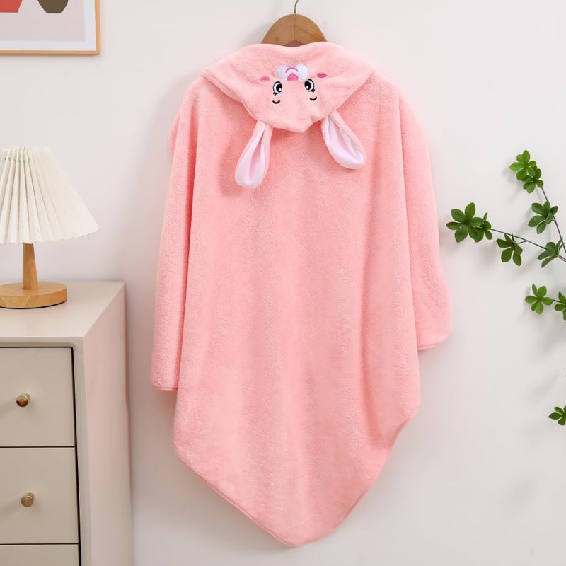 Mee Mee Hooded Baby Bath Towel for New Born | Wash Cloth, Quick Absorbent, Can be Used for Baby Swaddling, Extra Soft Cotton Towels for Kids/Toddlers/Infants/Babies, Pack of 1, (Pink Rabbit) 80X80 CM - Image 1
