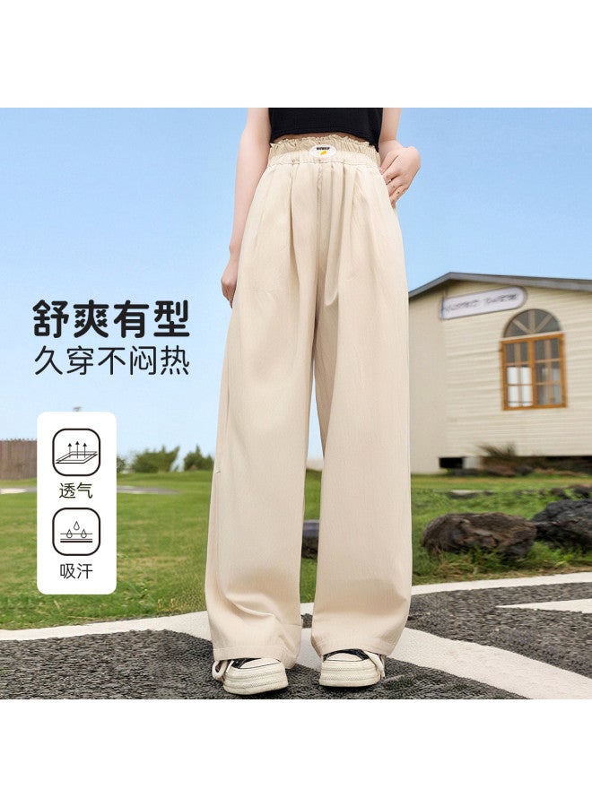 Bumblebee Girls Mosquito-repellent Pants Thin Summer Kids Outfit Ice Silk Wide-leg Trousers Girls Long Pants Big Kids Yamamoto Straight Pants - Image 2
