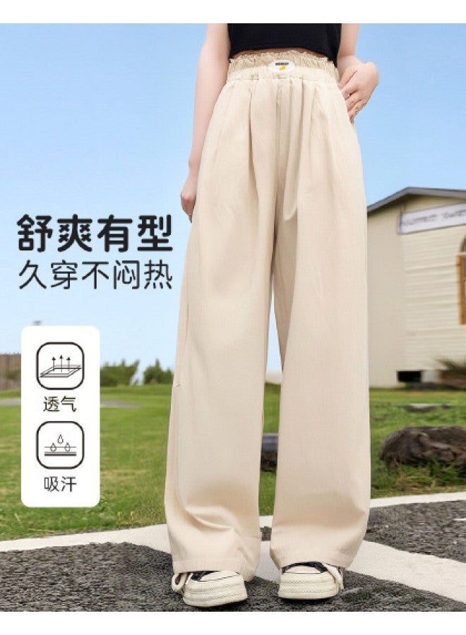Bumblebee Girls Mosquito-repellent Pants Thin Summer Kids Outfit Ice Silk Wide-leg Trousers Girls Long Pants Big Kids Yamamoto Straight Pants - Image 1