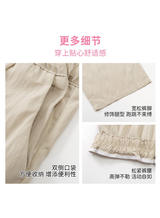 Bumblebee Girls Mosquito-repellent Pants Thin Summer Kids Outfit Ice Silk Wide-leg Trousers Girls Long Pants Big Kids Yamamoto Straight Pants - Image 5