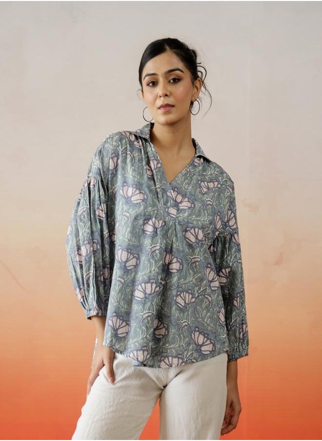 All-Over Floral Print Balloon Sleeve Cotton Top - pzsku/ZBFF1843F1243FB678ED0Z/45/_/1740487796/07b26432-cba5-4557-9ffd-e1d1487f3aeb