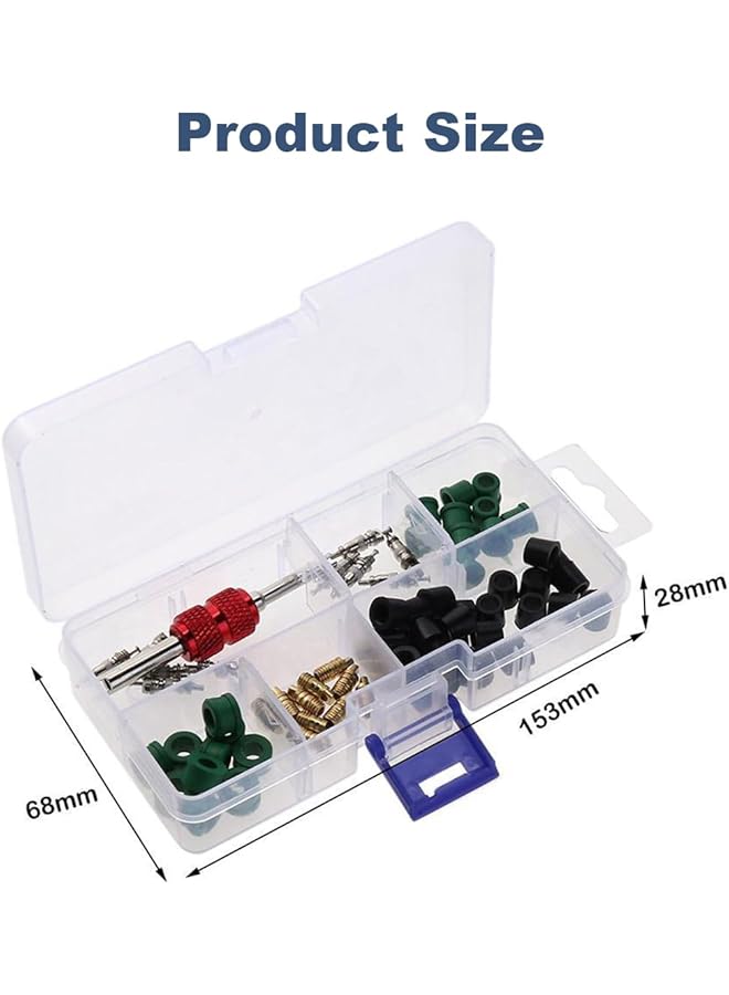 مجموعة إصلاح مكيف الهواء، 71 قطعة، أداة إصلاح، حشية السترة الصفراء، خراطيم السترة الصفراء، مجموعة إصلاح الحالة، 10 قطع من أنوية الصمامات، 50 قطعة من حشية الخراطيم، 10 قطع من الصمامات، مجموعة إلكترونيات - Image 2