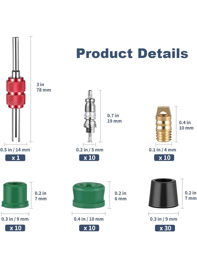 مجموعة إصلاح مكيف الهواء، 71 قطعة، أداة إصلاح، حشية السترة الصفراء، خراطيم السترة الصفراء، مجموعة إصلاح الحالة، 10 قطع من أنوية الصمامات، 50 قطعة من حشية الخراطيم، 10 قطع من الصمامات، مجموعة إلكترونيات - Image 3