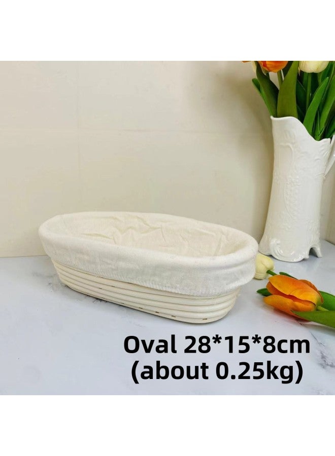 Bread Fermentation Basket Bread Hair Noodle Artifact Baking Tools Household Rattan Basket Dough European Style Fermentation Cloth Blue Mould-Color:Oval 28*15*8cm (send Cloth) - Image 1