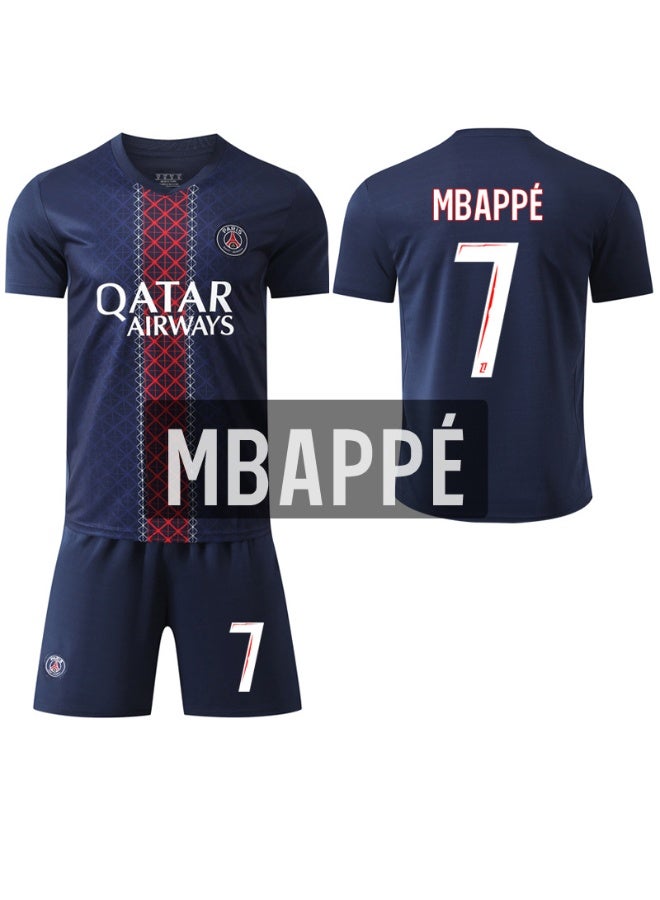 PSG 2025-2026 الموسم #7 مبابي كرة القدم جيرسي السراويل دعوى حجم الأطفال وحجم الكبار ، هدية للجماهير والأصدقاء - Image 1