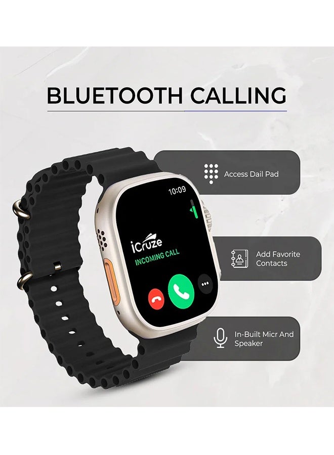 آي كروز ساعة برونتو ماكس+ الذكية بشاشة 2.01 بوصة، مكالمات بلوتوث، تتبع اللياقة، مساعد صوتي، مقاومة للماء بمعيار IP67، متوافقة مع أندرويد وiOS - Image 5
