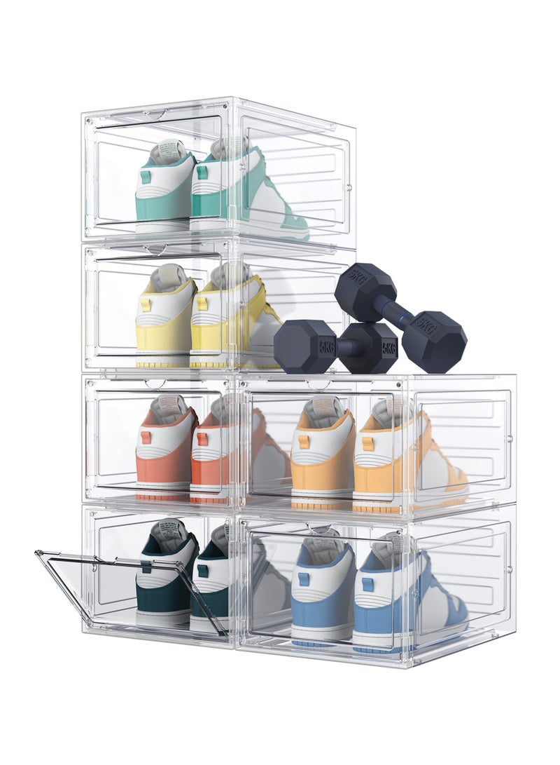 HOMIDEC HOMIDEC Shoe Storage, 6 Pack Shoe Organizer Clear Hard Plastic Shoe Box, Shoe Boxes Clear Plastic Stackable, Shoe Boxes with Lids for Size 13, Transparent 