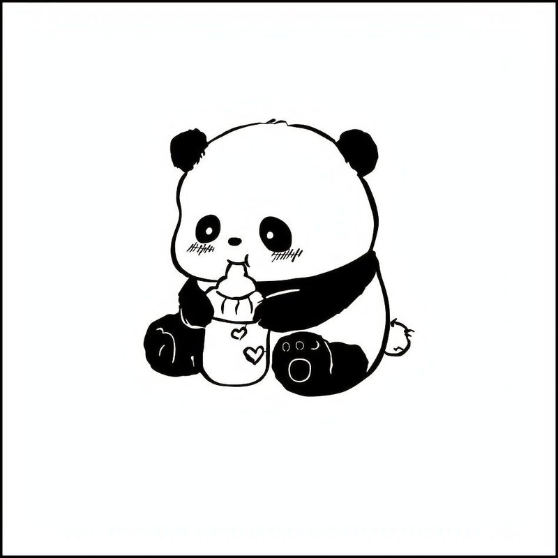 Panda Drinking Milk Metal Sticker Decorative Cartoon Stickers For Mobile Laptop - Image 3