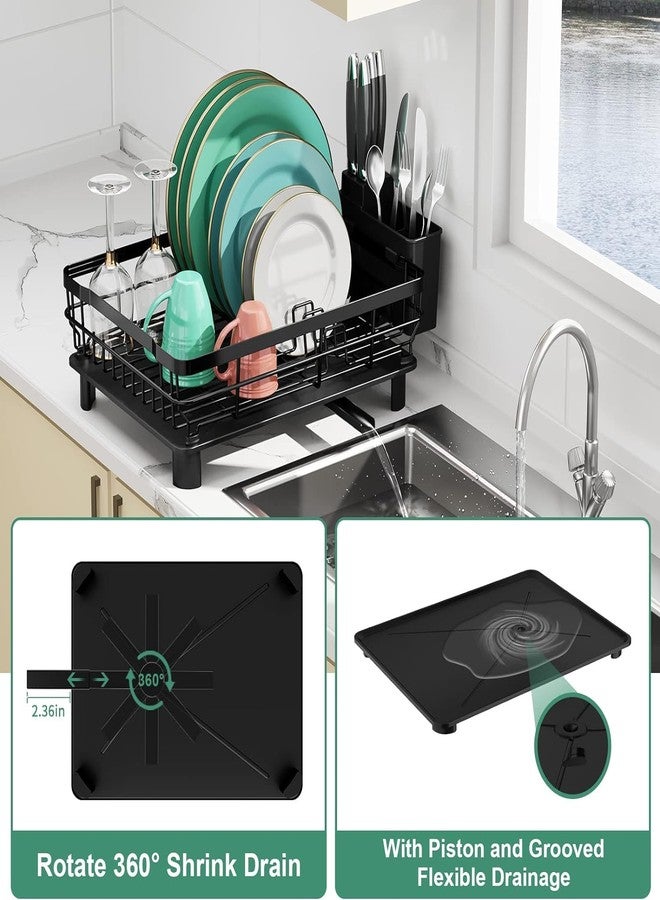 Ndola Dish Drying Rack, Dish Rack,Dish Racks for Kitchen Counter,Dish Drainer with Removable Utensil Holder,Drainboard and Swivel Spout(Black,Metal) - Image 4