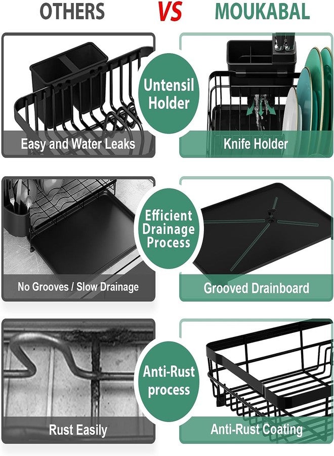 Ndola Dish Drying Rack, Dish Rack,Dish Racks for Kitchen Counter,Dish Drainer with Removable Utensil Holder,Drainboard and Swivel Spout(Black,Metal) - Image 2