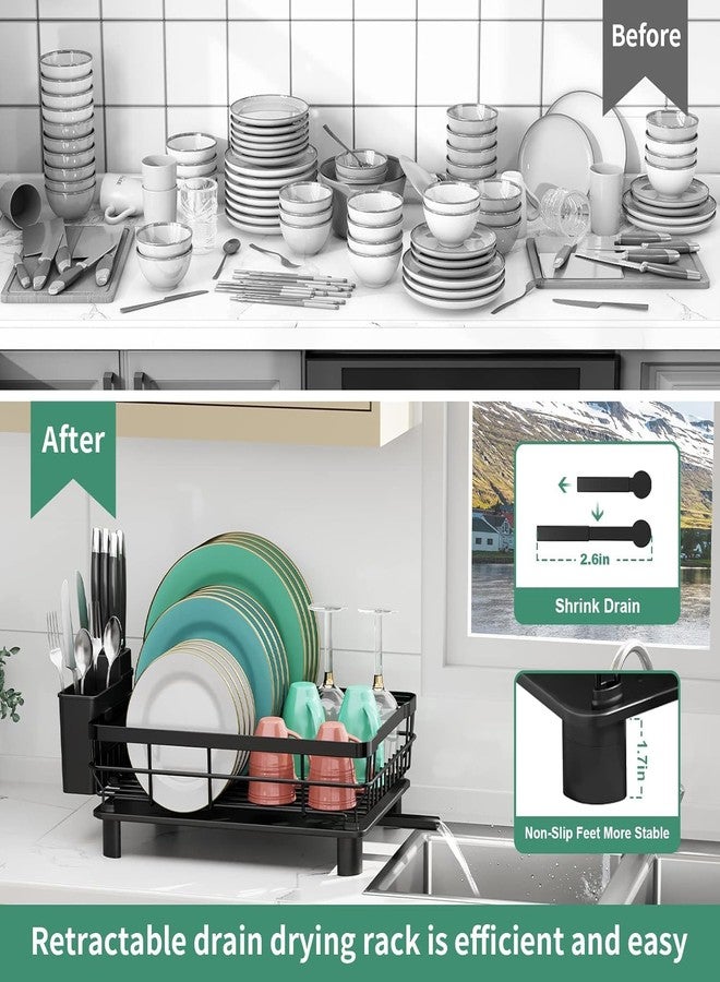 Ndola Dish Drying Rack, Dish Rack,Dish Racks for Kitchen Counter,Dish Drainer with Removable Utensil Holder,Drainboard and Swivel Spout(Black,Metal) - Image 5