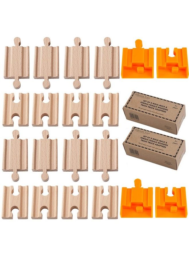 Orbrium 2X Pack Of 8 16 Pcs Orbrium Toys Malemale Femalefemale Wooden Train Track Adapters Compatible With Thomas Brio Chuggington Adapter - Image 1