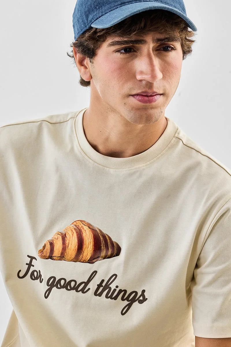 SNITCH Croissant Regular Fit Graphic T-Shirt