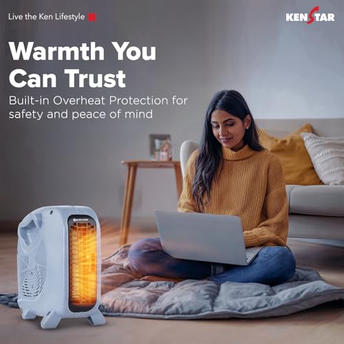 Kenstar Warmo Powerful 2000W Fan Room Heater | Adjustable Heat Control | Overheat Protection | Compact & Portable (Grey & Black) - Image 2