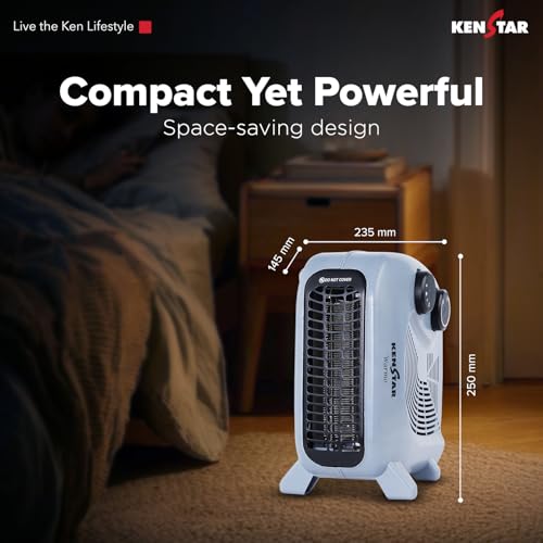 Kenstar Warmo Powerful 2000W Fan Room Heater | Adjustable Heat Control | Overheat Protection | Compact & Portable (Grey & Black) - Image 4