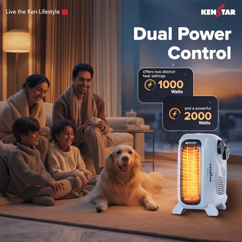 Kenstar Warmo Powerful 2000W Fan Room Heater | Adjustable Heat Control | Overheat Protection | Compact & Portable (Grey & Black) - Image 3