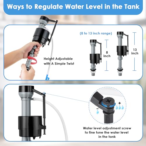 Saillong 2 Set Toilet Float Replacement Kit with 3 Inch Flapper, Universal Toilet Fill Valve Height Adjustabletoilet Tank Replacement Kit, Flush Valve Quiet and Easy to Install - Image 4