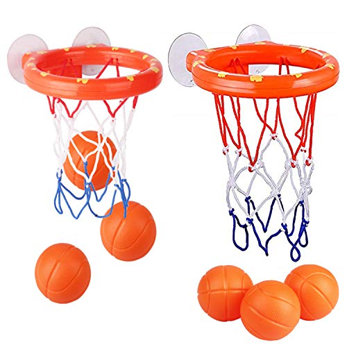 KISEER 2 Pack Fun Basketball Hoop with Heavy Duty Suction Cups Bathroom Bathtub Shooting Game Balls Toy Set with 6 Balls for Kids - Image 1