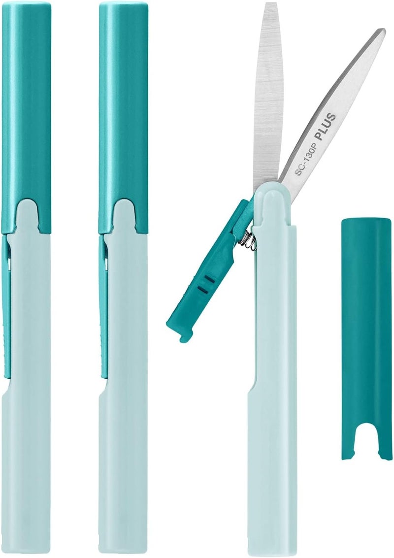 Pen Style Compact Twiggy Scissors with Cover, 3-Pack Turquoise