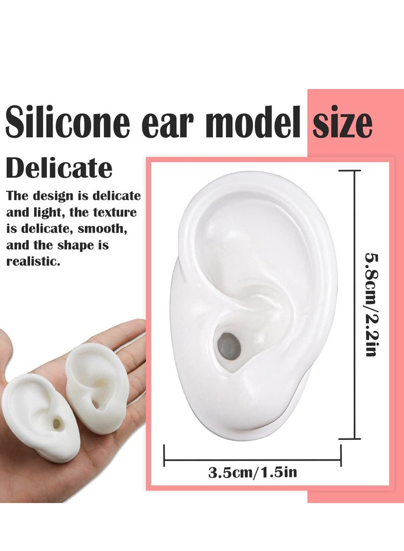 SYOSI Silicone Ear Model Left and Right Soft Flexible Model Fake Ear Piercing Practice Realistic Silicone Ear Model for Acupuncture Practice and Teaching Instructions 2 Pack - Image 2