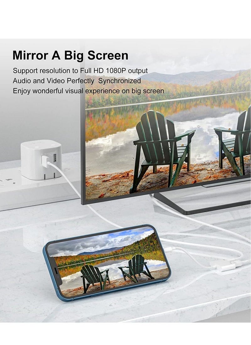 ماركة غير محددة HDMI Adapter for iPhone,HDMI Sync Screen Converter, 1080P HDMI Digital AV Adapter with Charing Port,Compatible with iPhone 13/12/11/X/8/7/ iPad/ iPod to HD TV/Monitor/Projector. 【No Need Power】  - Image 5