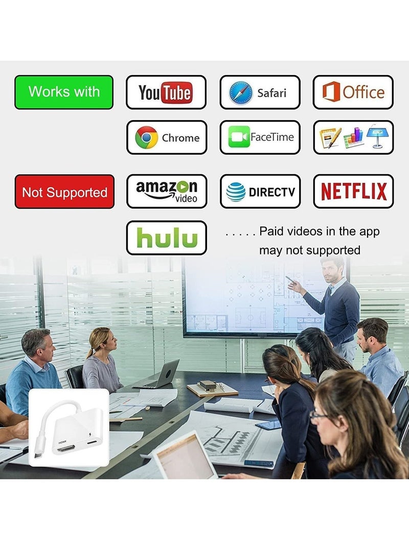 ماركة غير محددة HDMI Adapter for iPhone,HDMI Sync Screen Converter, 1080P HDMI Digital AV Adapter with Charing Port,Compatible with iPhone 13/12/11/X/8/7/ iPad/ iPod to HD TV/Monitor/Projector. 【No Need Power】  - Image 2