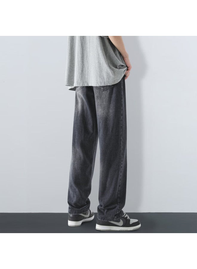 Maybeyond Men's Jeans, Autumn And Winter Loose Casual Straight-leg Pants, Trendy American-style Trousers For Men, Ma73 Dark Gray M - Image 5