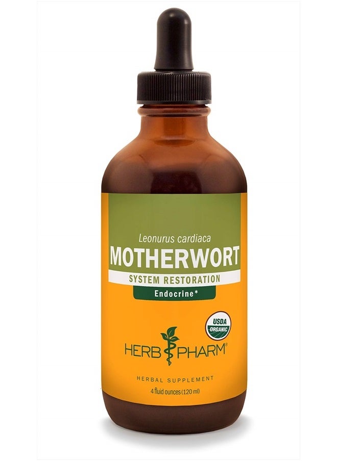HERB PHARM Certified Organic Motherwort Liquid Extract for Endocrine System Support - 4 Ounce  - Image 1