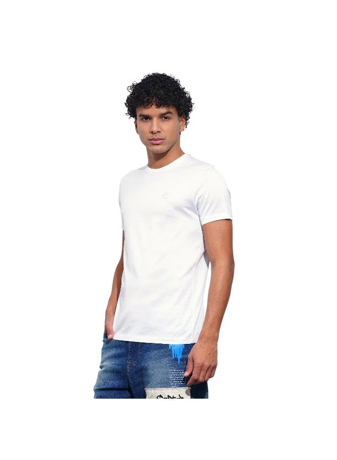 Being Human Mens White Round Neck Short Sleeve T-Shirt
