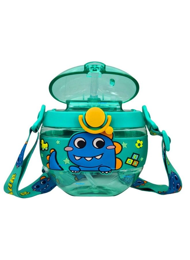 FunBlast Water Bottle For Kidscute Sipper Water Bottle With Straw For Toddlers Stylish Antileak Cap Lock Bottle For Kids School Water Bottle420 Ml (Green) - Image 1