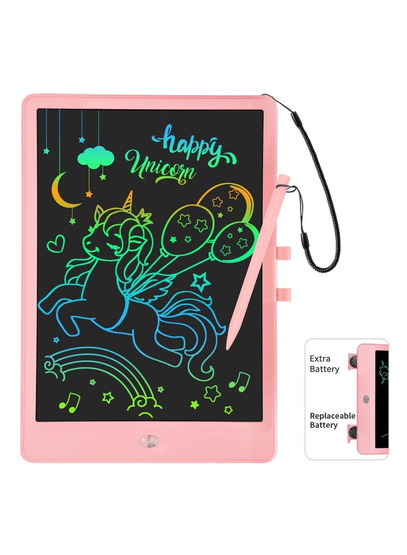 Excefore LCD Writing Tablet for Kids, 10 Inch Colorful Toddler Drawing Tablet, Reusable Doodle Board, Electronic Drawing Pads, Educational and Learning Toy for Girls (Pink)  - Image 1