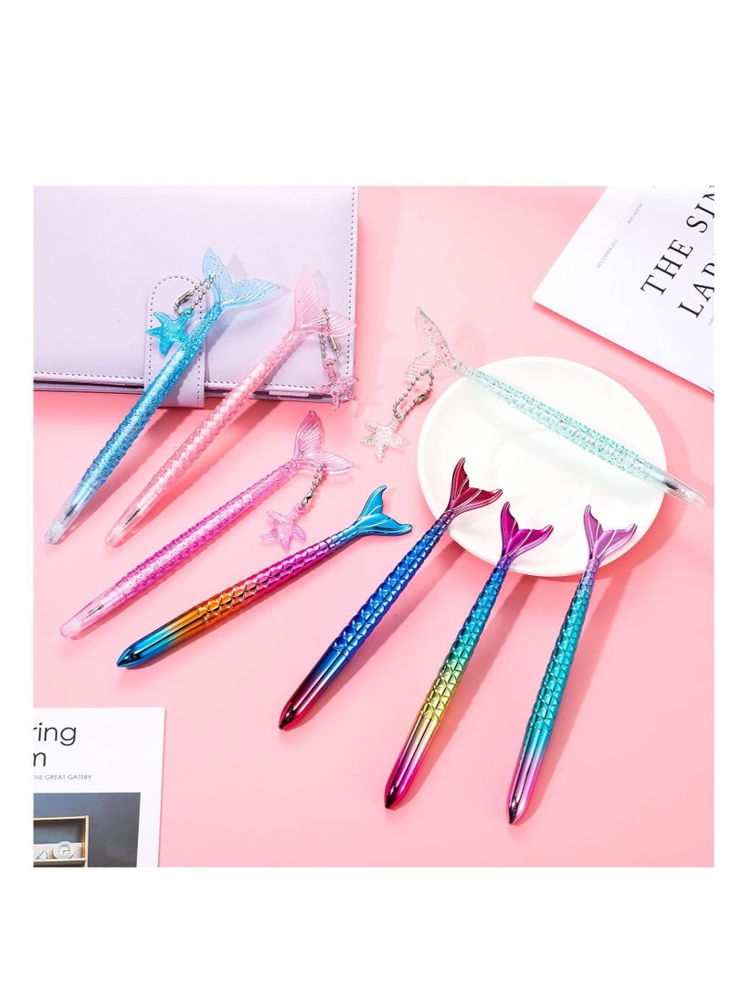SYOSI 24 Pieces Mermaid Tail Gel Ink Pens for Child Mermaid Fish Ballpoint Pens for Mermaid Party Supplies Office School Supplies, 0.5 mm Black Gel Ink Pen (Multi Color, Bright Style)  - Image 5