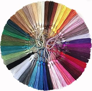 VEYLIN VEYLIN 100Pcs Small Craft Tassels, Handmade Mini Silky Bookmark Tassel with Loop for Jewelry Making (13cm/5.11 in)  - Image 1