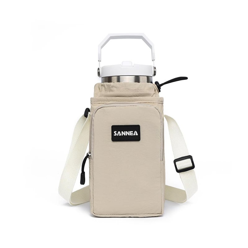 Insulated Food and Water Bottle Bag 1 L Thermal Carrier Waterproof Leakproof Tote for Hot and Cold Drinks and Meals Work School Picnic Travel BB-533 (Beige) - Image 1