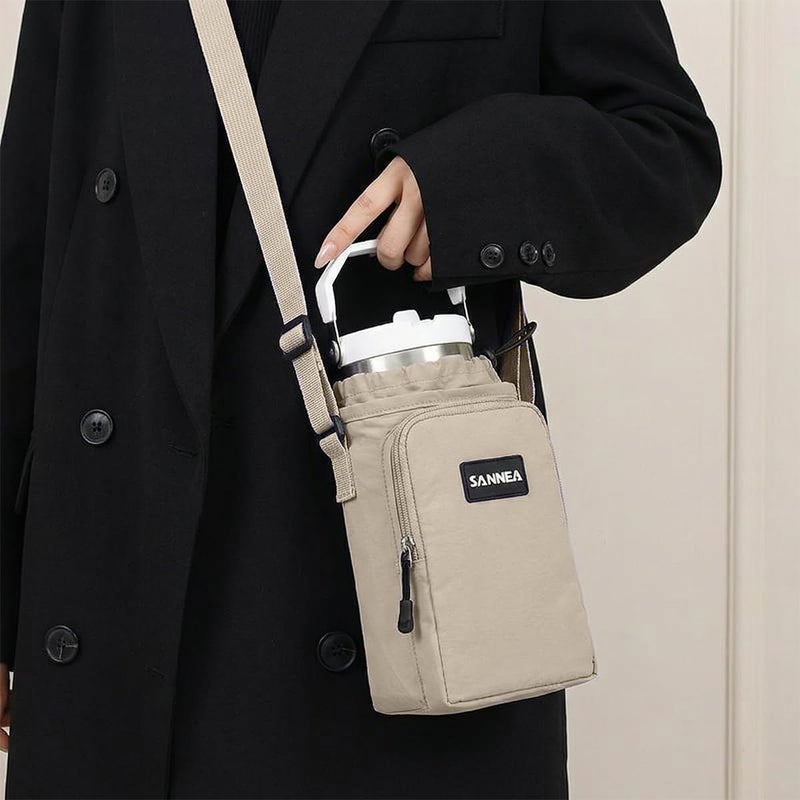 Insulated Food and Water Bottle Bag 1 L Thermal Carrier Waterproof Leakproof Tote for Hot and Cold Drinks and Meals Work School Picnic Travel BB-533 (Beige) - Image 4
