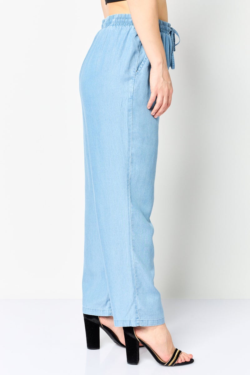 NAUTICA Women Regular Fit Plain Straight Pants, Light Blue - Image 4