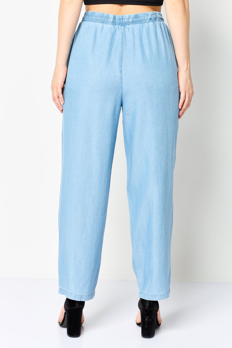 NAUTICA Women Regular Fit Plain Straight Pants, Light Blue - Image 3