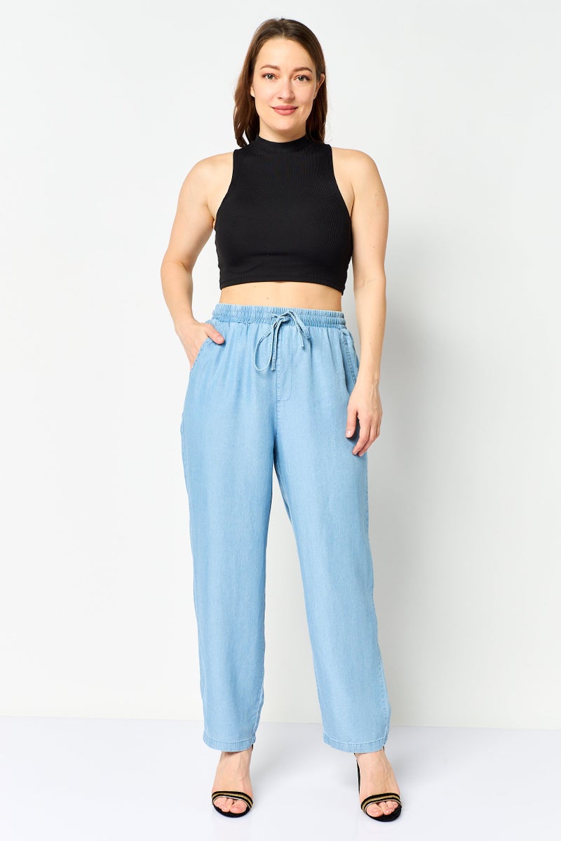 NAUTICA Women Regular Fit Plain Straight Pants, Light Blue - Image 2