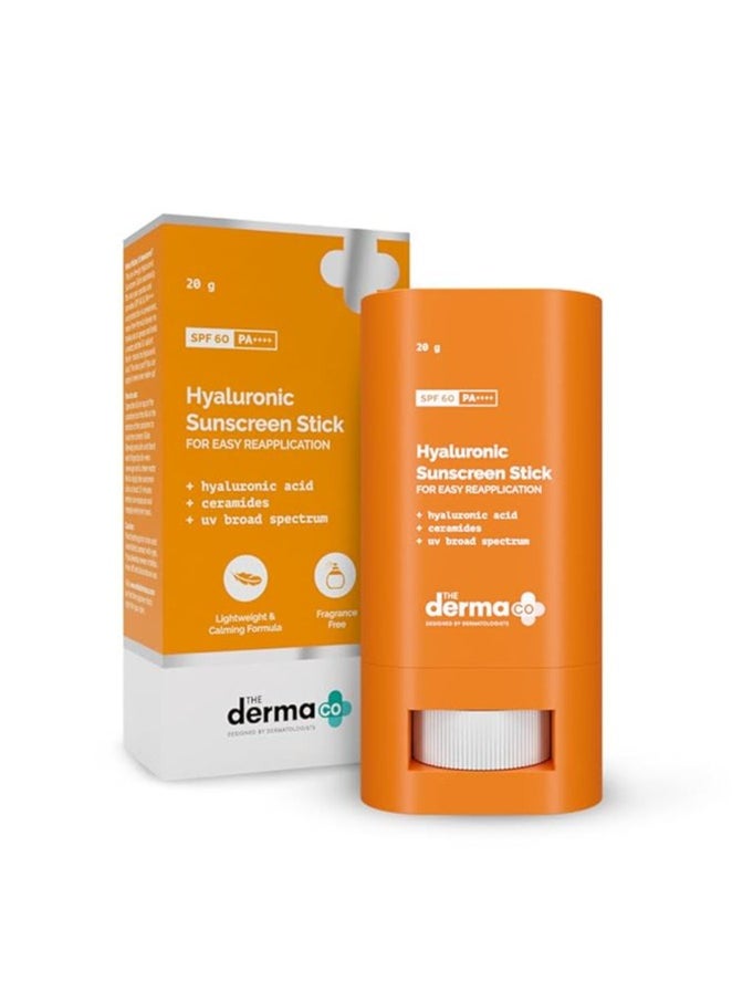 Hyaluronic Sunscreen For All Skin Types Stick With Spf 60 & Pa++++ For Easy Reapplication - 20G, Pack Of 1