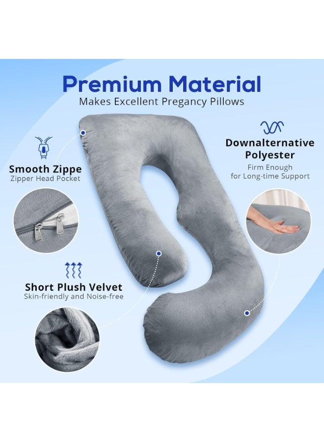 ZEESQUARE Pregnancy Pillow U Shaped Full Body Pillow for Sleeping | Maternity Pillow for Pregnant Women | Pregnancy Body Pillow for Side Sleepers | Ergonomic Support Pillow with Removable Soft Velvet Cover - Image 5
