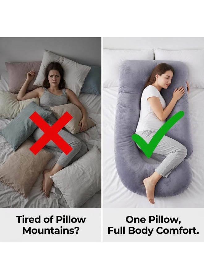 ZEESQUARE Pregnancy Pillow U Shaped Full Body Pillow for Sleeping | Maternity Pillow for Pregnant Women | Pregnancy Body Pillow for Side Sleepers | Ergonomic Support Pillow with Removable Soft Velvet Cover - Image 2