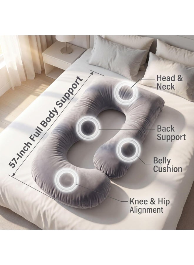ZEESQUARE Pregnancy Pillow U Shaped Full Body Pillow for Sleeping | Maternity Pillow for Pregnant Women | Pregnancy Body Pillow for Side Sleepers | Ergonomic Support Pillow with Removable Soft Velvet Cover - Image 3